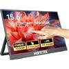 HGFRTEE 15,6 pollici monitor portatile touch screen FHD 1920 x 1080 IPS - display touch screen con USB-C/HD, montaggio VESA, modalità di protezione degli occhi per console, 15,6T