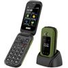 SAIET LINK 4 PRO Telefono Flip Verde-Nero, IP68 Impermeabile con Doppio Display, Audio Potenziato e Tasti Grandi - Cellulare Antiurto e Antipolvere, Batteria Lunga Durata, Ideale per Anziani e Outdoor
