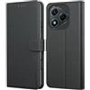 Leacckl Cover per Honor 400 Lite 5G, Custodia a portafoglio in Pelle PU Premium [Magnetica a Scatto] [Funzione Stand], Nero