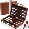 YUJUVI Backgammon Set legno Valigetta Backgammon da 11 pollici con Accessori Complet con Custodia in Pelle di Alta Qualità Set Portatile da Viaggio (11pollici, Marrone)