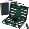 YUJUVI Backgammon Set legno Valigetta Backgammon da 11 pollici con Accessori Complet con Custodia in Pelle di Alta Qualità Set Portatile da Viaggio (11pollici, nero)