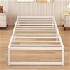 Yicensen Struttura Letto Singola 80x190 cm, Struttura Letto in Metallo, Supporto Solido, Facile da Montare, Design Silenzioso, Stile Moderno e Minimalista, Altezza 30 cm, Bianco