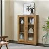 [en.casa] Armadio a Vetrata con 3 Scomparti Credenza Libreria con Vetrina Armadio Stretto a 2 Ante in Vetro Trasparente Mobile Vetrinetta 115 x 80 x 31 cm - Effetto Rovere
