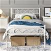 Yaheetech Struttura Letto Singolo in Metallo con Testiera a Forma di X Telaio con Rete a Doghe per Camera Dormitorio 90 x 200 cm Bianco