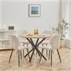 DEYARNA HOME Tavolo da Pranzo Moderno di Metà Secolo con 4 Sedie in Tessuto di Lino - Design Elegante con Gambe in Metallo Massiccio, Ideale per la Cucina e la Sala da Pranzo (Legno Chiaro+Cachi)