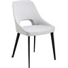 AC ANGEL CERDÁ Ángel Cerdá - Sedia da Pranzo Rivestita in Tessuto Bianco con Fondo Grigio e Gambe in Acciaio Nero Opaco - Design Moderno e Atemporale - Eleganza e Comfort per Salotti e Sale da Pranzo - 50x50x81 cm