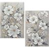 DRW Quadro su tela con fiori dipinti a mano in bianco e grigio 60 x 3 x 90 cm