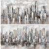 DRW Quadro su Tela di Una Città Dipinta a Mano in Bianco. Nero e Blu, 120 x 3 x 60 cm, Medidas: 120x3x60cm