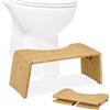 Relaxdays Sgabello per WC da Bagno, Sgabellino Pieghevole da Toilette per Adulti, HLP: 19x48,5x20 cm, Acciaio, Gomma, bambù Naturale