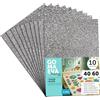 m-office Fogli di Gomma Eva Colorata Glitterata, Gomma Crepla per Scrapbooking, Scuola, Cartoncini Creativi, Lavoretti, Torte Scenografiche, Scuola o Progetti Artistici 40x60cm (Argento, 10uds)
