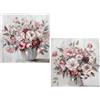 DRW Quadro su tela con vaso con fiori dipinti a mano in bianco. Rose e verde 60 x 3 x 60 cm