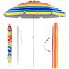 RELAX4LIFE Ombrellone da Spiaggia con 8 Stecche Stabili e Palo Alluminio Centrale Inclinabile, Protezione solare e impermeabile, Borsa di Trasporto Inclusi, 182 x 182 x 213 cm (Colorato)