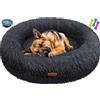 Lovpet® Letto per Cani e Gatti Bagel Ø 100 cm - (3XL), Lavabile, incl. Ciotola + 3X Ossi da Masticare, Divano per Cani in Peluche per Cani di Piccola, Media e Grande Taglia, Gatti - Antracite