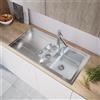 evineo m40 lavello da cucina con vaschetta secondaria e ripiano La: 100 P: 50 cm, EV2009, m40 acciaio inox satinato lucido [Lavelli da Cucina > per Base Sottolavello a partire da 60 cm]