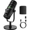 FerBuee Microfono dinamico XLR/USB per registrazione vocale, gaming, con jack per cuffie da 3,5 mm, eco, controllo volume, pulsante muto, microfono cardioide per mixer/PC/MAC/PS4/PS5 (WS805 con base