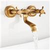 Your's Bath Rubinetto Bronzo a Muro Anticato Vintage Rotazione 180 ° Rubinetto per Cucina a Parete con Doppio Manopole in Ceramica Miscelatore