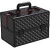 Yaheetech Beauty Case Make Up da Viaggio Valigetta Porta Trucchi Estetista Professionale Cosmetici 6 Vassoi Divisori Regolabili 34,7 x 22,2 x 25 cm