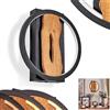 hofstein Lampada da parete a LED Cornol, lampada da parete dimmerabile, in metallo/legno, colore nero/naturale, lampada dal design moderno con paralume rotondo (Ø 22 cm), dimmerabile tramite interruttore della