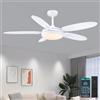 Surtime 137 cm Ventilatori a soffitto con luci e telecomando, Bianco esterno con 3 colori dimmerabili e 6 velocità, Motore DC reversibile silenzioso, Moderno LED per soggiorno, patio, cucina