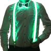 Brejkdo Bretelle Luminose LED Papillon - 2 pezzi/set, Accendono le Bretelle LED da Uomo e Papillon - Perfetto Per Halloween Festa in Costume (Verde)