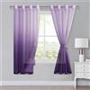 XWZO Tende in voile con occhielli, tende sfumate, tende trasparenti ombré, set da 2 pezzi per camera da letto e soggiorno, tende ad anello con fermatenda H160xB140cm Lilla