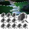 Peasur Luci Solari da Giardino, 12 Pezzi Faretto Led da Esterno Solare da Terra, 8 LED Sepolta Faretti Solari Impermeabile per Prato, Scala, Paesaggio (Bianco Freddo)