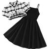 Generic Top e vestiti solidi a maniche corte estivi per bambine da bambina 2 pezzi Set di vestiti per vestiti per bambini Cresima Ragazza