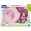 CHICCO (ARTSANA SpA) Chicco Set Pappa Rosa con Cucchiaio Rosa 6m+, Set Completo per lo Svezzamento Bambino, 3 Pezzi
