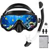 POWZOO Maschera Snorkeling,Occhialini da Sub panoramici a 180°,Anti-Nebbia Maschera Subacquea Adulti con Boccaglio,per Snorkeling Nuoto e Immersioni（nero）