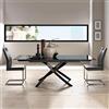 STILPROJECTSTORE -Tavolo Allungabile in Vetro nero e Gambe in Acciaio verniciate nero 160x90x75 - Elegance