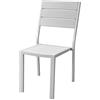 Totò Piccinni Sedia MESSICO con struttura in metallo, seduta e schienale in polietilene effetto legno (Senza Braccioli, Bianco, 2 Pz)