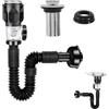 DELAESI Kit di Scarico Lavandino Bagno Kit Scarico Antiodore con Flessibile Tubo Scarico Lavandino e Filtro Pop-Up Tappi di Scarico Tubo Scarico Lavandino Allungabile Piletta Lavabo per Bagno e Cucina