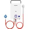 CAMPLUX First Scaldabagno a Gas 10 L/M con Maniglia, GPL, 50mbar, per Doccia Esterna, Campeggio, F10-DE
