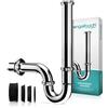 Engelbach® Sifone lavabo bagno - Tubo 200 mm 1 1/4 cromato con manicotto in gomma - Montaggio semplice - Modello universale