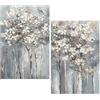 DRW Quadro Tela con Alberi Dipinti a Mano in Bianco e Grigio 60 x 3 x 90 cm, Medidas: 60x3x90cm