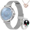 NONGAMX Orologio Smartwatch Donna Fitness Chiamate: Orologi Smart Watch Telefono Contapassi Impermeabile Polso Sanguigna Pressione Cardiofrequenzimetro Sport Tracker Bluetooth Touchscreen Android iOS Argento