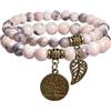 Farfume Braccialetti Chakra da donna - Bracciale con cristalli di pietre curative per donna Bracciale con pietre preziose naturali - Un set di braccialetti con doppia perla(Jasper Zebra Rosa)