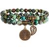 Farfume Braccialetti Chakra da donna - Bracciale con cristalli di pietre curative per donna Bracciale con pietre preziose naturali - Un set di braccialetti con doppia perla(Perle di Turchese Africano)