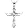 LOVANS Collana Croce Donna Girocollo Crocifisso Argento 925, Ciondolo Chiama Angeli con Zirconi a Forma di Cuore, Regalo Idea Compleanno Anniversario per Lei e Mamma, Lunghezza 45-50 cm