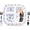 Sorrisini Set di Stoviglie Riutilizzabile, Set Piatti Divisi 3 Pezzi, Set Svezzamento Prima Pappa Bimbo con Piatto, Posate in Acciaio Inox, Piatti in Plastica Adatti per Microonde, Elsa