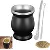 SVUPUE Yerba Mate Cup, 230ML Tazze Mate, Zucca Bombilla Yerba Mate, Set di tazze Mate in acciaio inossidabile, con Cannuccia e Scovolino, per Cucine, Ristoranti, Caffè, Nero