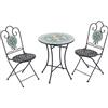 Outsunny Set da Giardino con Mosaico da 3 Pezzi, Tavolino Rotondo da Esterno con 2 Sedie Pieghevoli in Metallo, Verde|Aosom