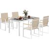 Outsunny Set da Giardino con Tavolo da Pranzo in Vetro Rettangolare e 4 Sedie con Braccioli, Multicolore