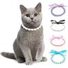 Ranphy Collana di perle per animali domestici per cani di piccola taglia e gatti regolabile con perle fantasia per animali domestici gioielli Bling strass collare con papillon chihuahua York