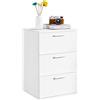 Yaheetech Comodino Camera da Letto Comodino Bianco con 3 Cassetti Cassettiera in Legno MDF Mobile da Letto Portaoggetti 60 x 40 x 35 cm