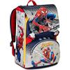 Seven Zaino Scuola Estensibile DISNEY - SPIDER-MAN WEBBED WONDER, Blu Rosso - Zaino Doppio Scomparto Sdoppiabile Tramite Zip e Con Tasca Porta Borraccia, Zaino Bambino - Marvel Merchandising