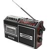 Qiilu Lettore cassette, retrò boombox, lettore cassette, radio AM/FM/SW1/SW2, Boombox portatile, supporta scheda di memoria, USB e cassetta con jack per cuffie, grande