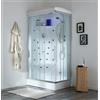 Kiamami Valentina - Cabina Doccia Multifunzione con Bagno Turco | 16 Getti Idromassaggio | Ante in Vetro Temperato | Illuminazione Interna e Radio, 70x110CM SX