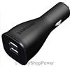 SAMSUNG CARICABATTERIE ORIGINALE AUTO DUAL USB FAST CHARGING EP-LN920 15W BLACK BULK PER SMARTPHONE