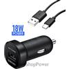 SAMSUNG CARICABATTERIE ORIGINALE AUTO FAST CHARGING EP-LN930 + CAVO EP-DG950 TYPE-C BLACK BULK PER SMARTPHONE